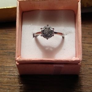 White Lab Topaz Engagement Ring